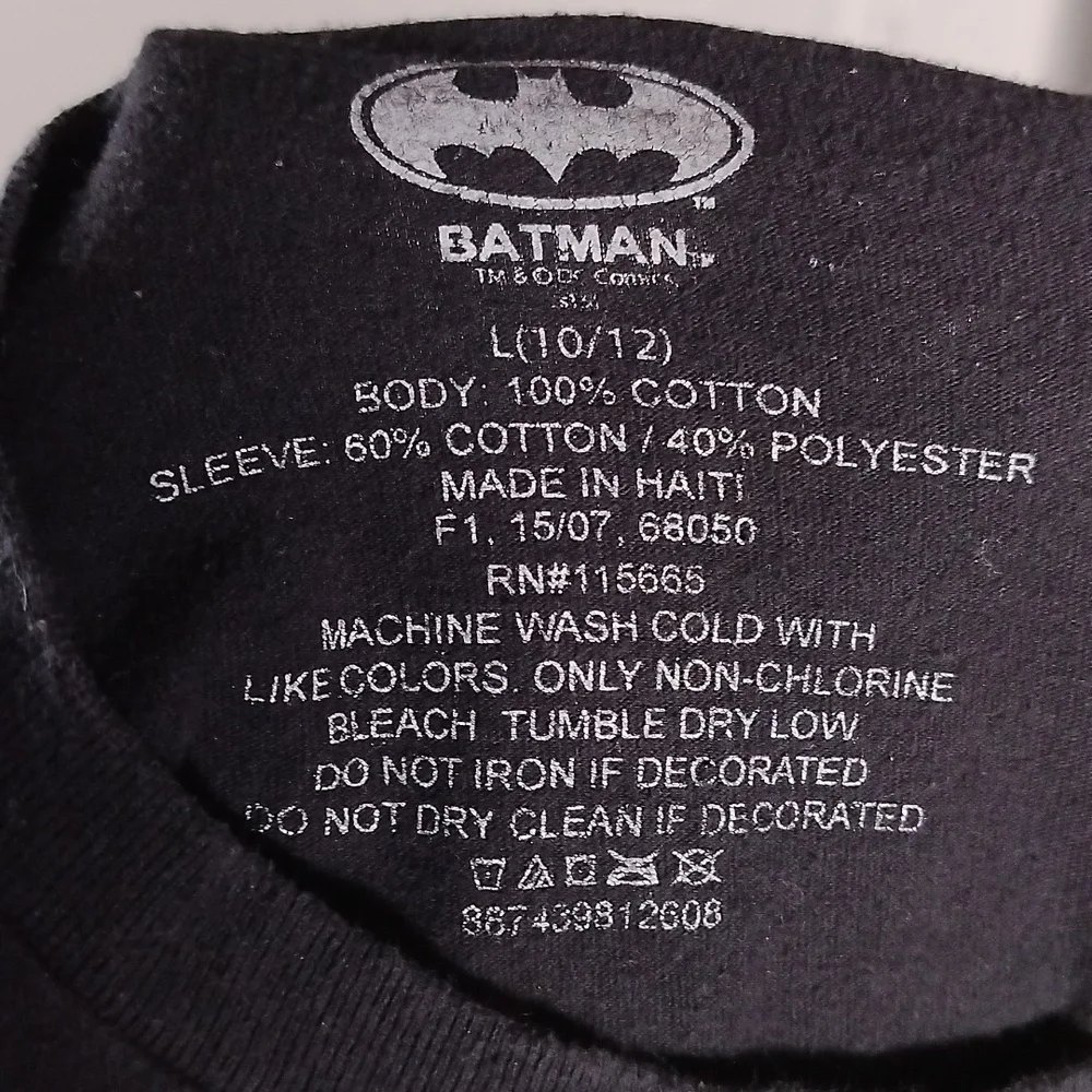 Batman Boy's Long Sleeve T-shirt Size L (10/12)